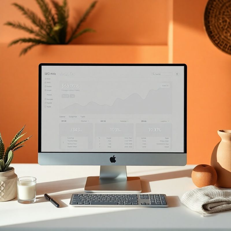 Dashboard di analytics SEO con curva di crescita del traffico organico