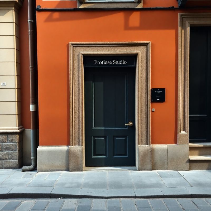 Ingresso dello studio Laboratorio di Milano in una via fiorentina con luce pomeridiana