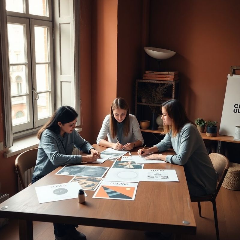 Il team di Laboratorio di Milano al lavoro attorno a un grande tavolo nello studio fiorentino